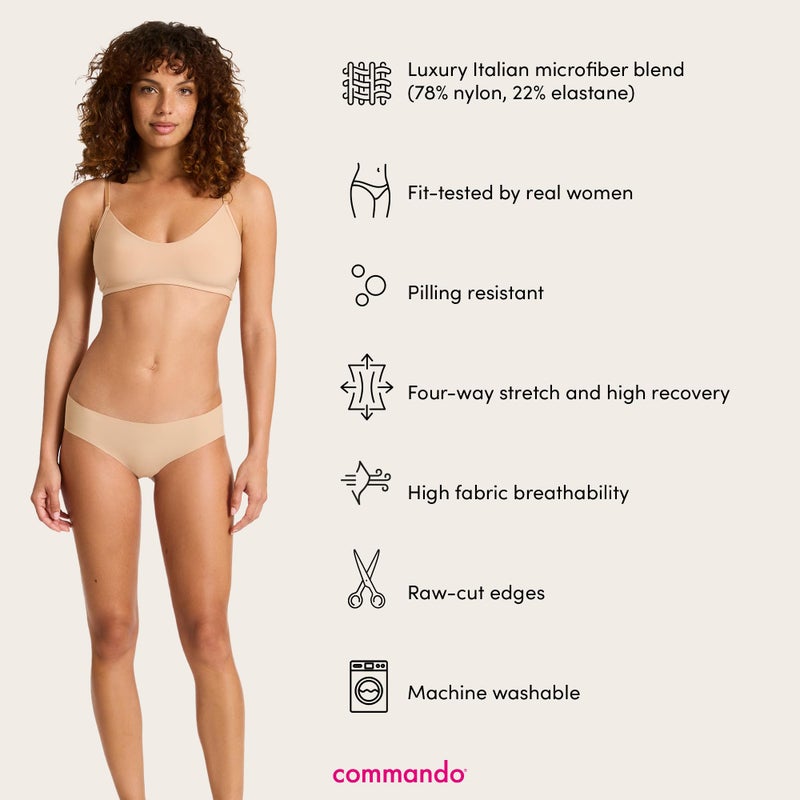 commando - Classic Solid Bikini | Soft, Breathable Fabric | No Show Style | Comfortable Raw-Cut Edges | Machine Washable | Beige, Medium-Large - Image 4